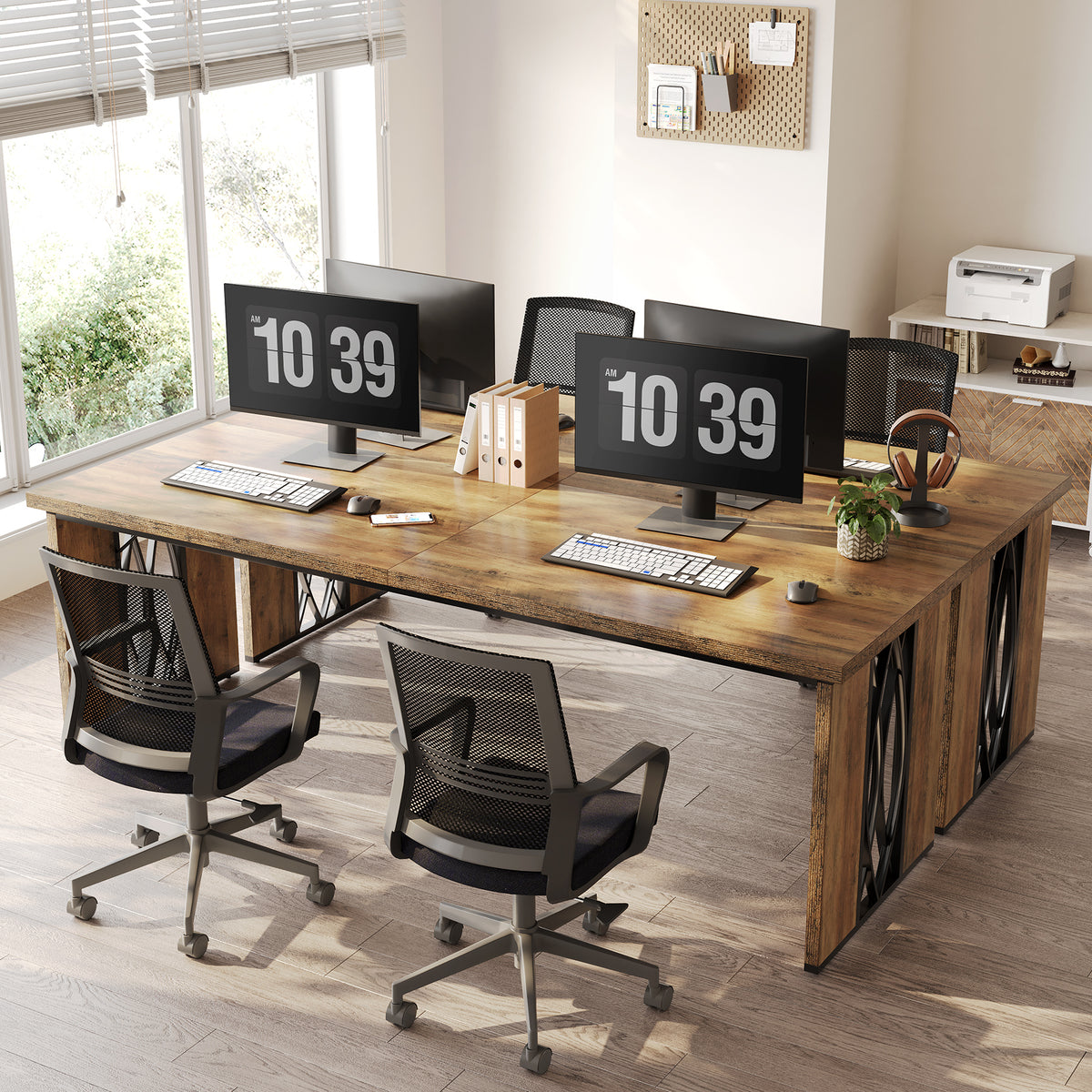 200cm Desk for Two People, Rustic Long Writing Desk for the Home Office