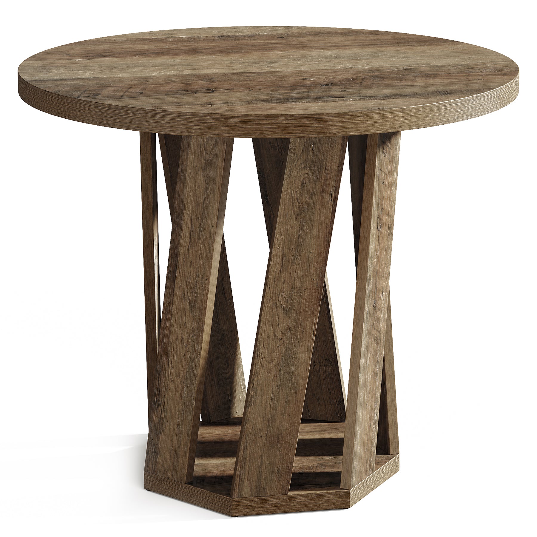 80cm Round Dining Table, Solid Wood Kitchen Table for 2-4 People