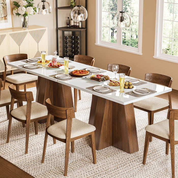 Tribesigns Rectangular Dining Table in Walnut and White, 120cm, for 4 to 6 people