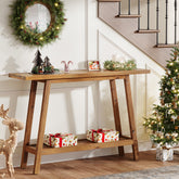 Tribesigns Country-Style Solid Wood Console Table with Shelf, 105 cm, for the Hallway and Living Room 3