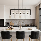 5-Light Modern Black Pendant Light, Linear Chandelier with Glass Shade 3