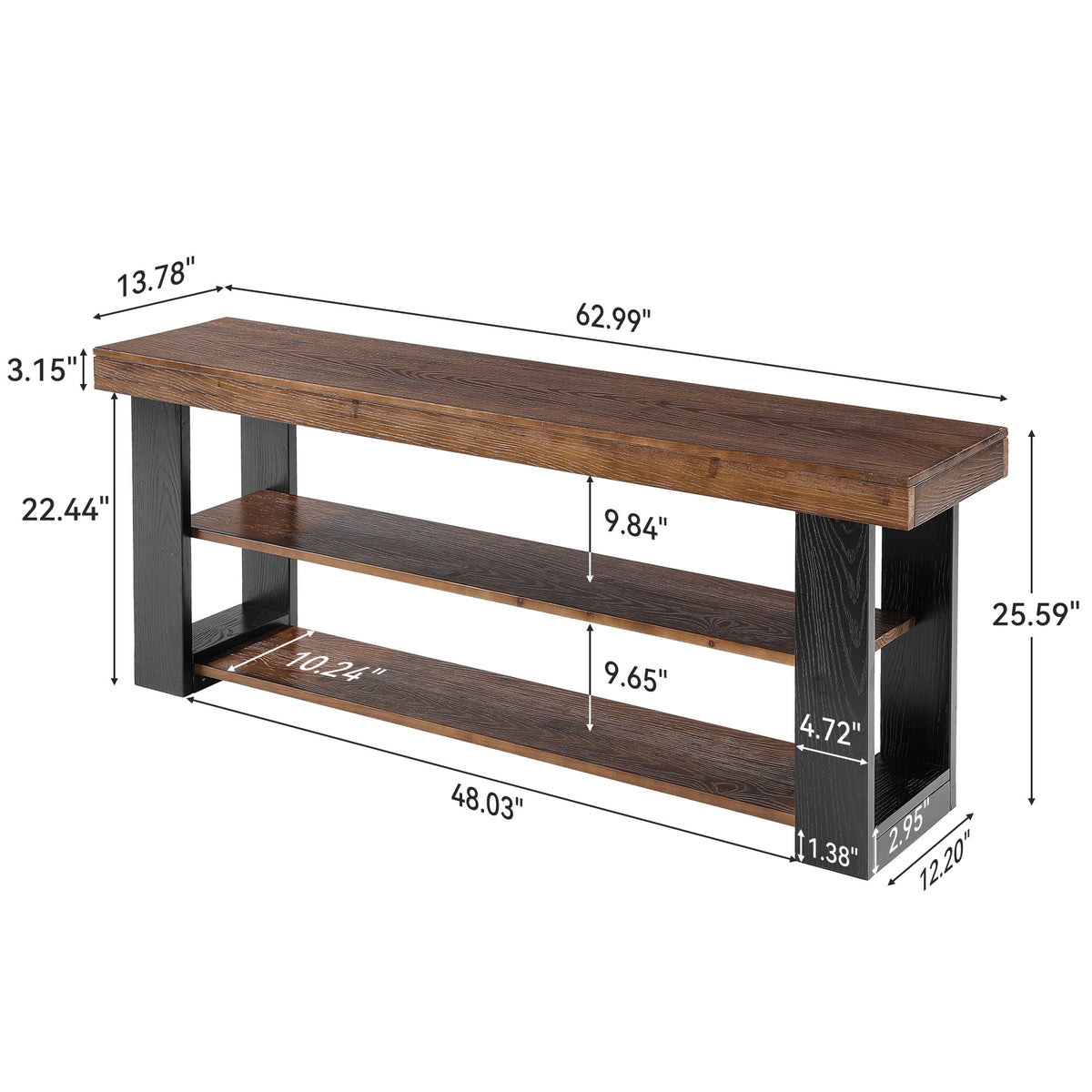 160cm TV Stand, Farmhouse Solid Wood Media Console for 65-70" TVs