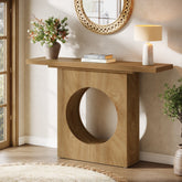 41.3" Narrow Farmhouse Console Table with Round Cutout Design, Slim Entryway Sofa Table 3