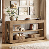 63" Console Table, Farmhouse Entryway Table with 3-Tier Storage Shelf 3