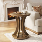45cm Round Side Table, Farmhouse Curved End Table for Living Room 3