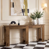 200cm Console Table, Extra Long Solid Pine Bench Table with 6 Legs 3