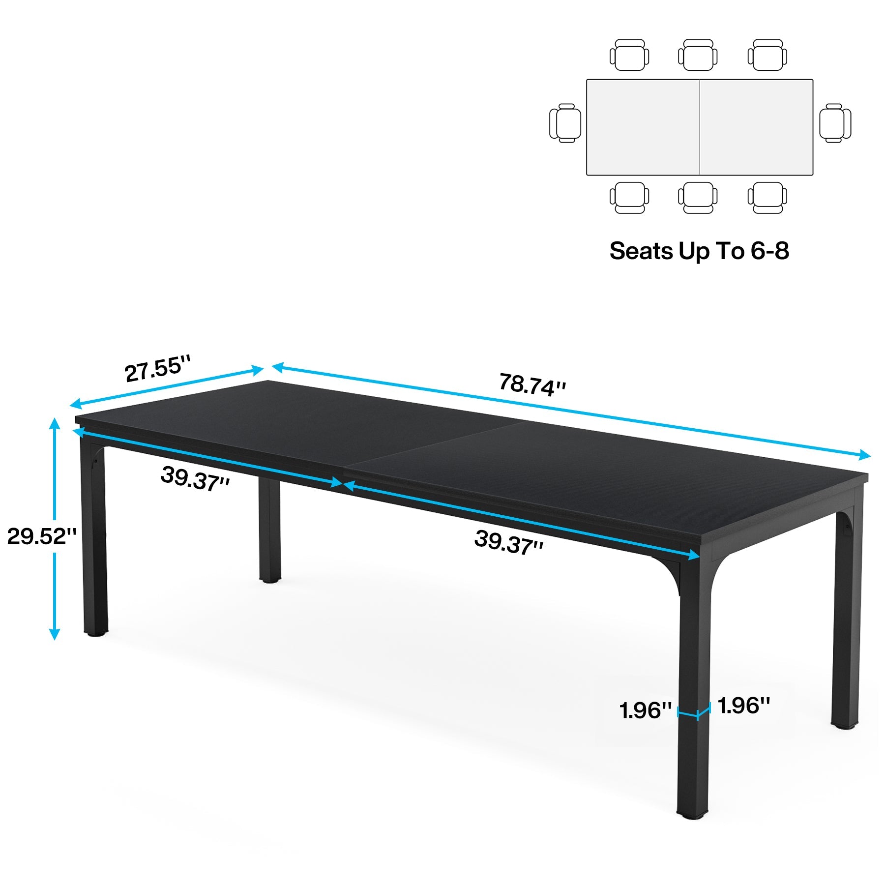 78.7" Rectangle Executive Desk,  Computer Desk 6FT Conference Table