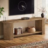 63” Fluted TV Stand, Farmhouse Entertainment Center with Storage Shelf 3