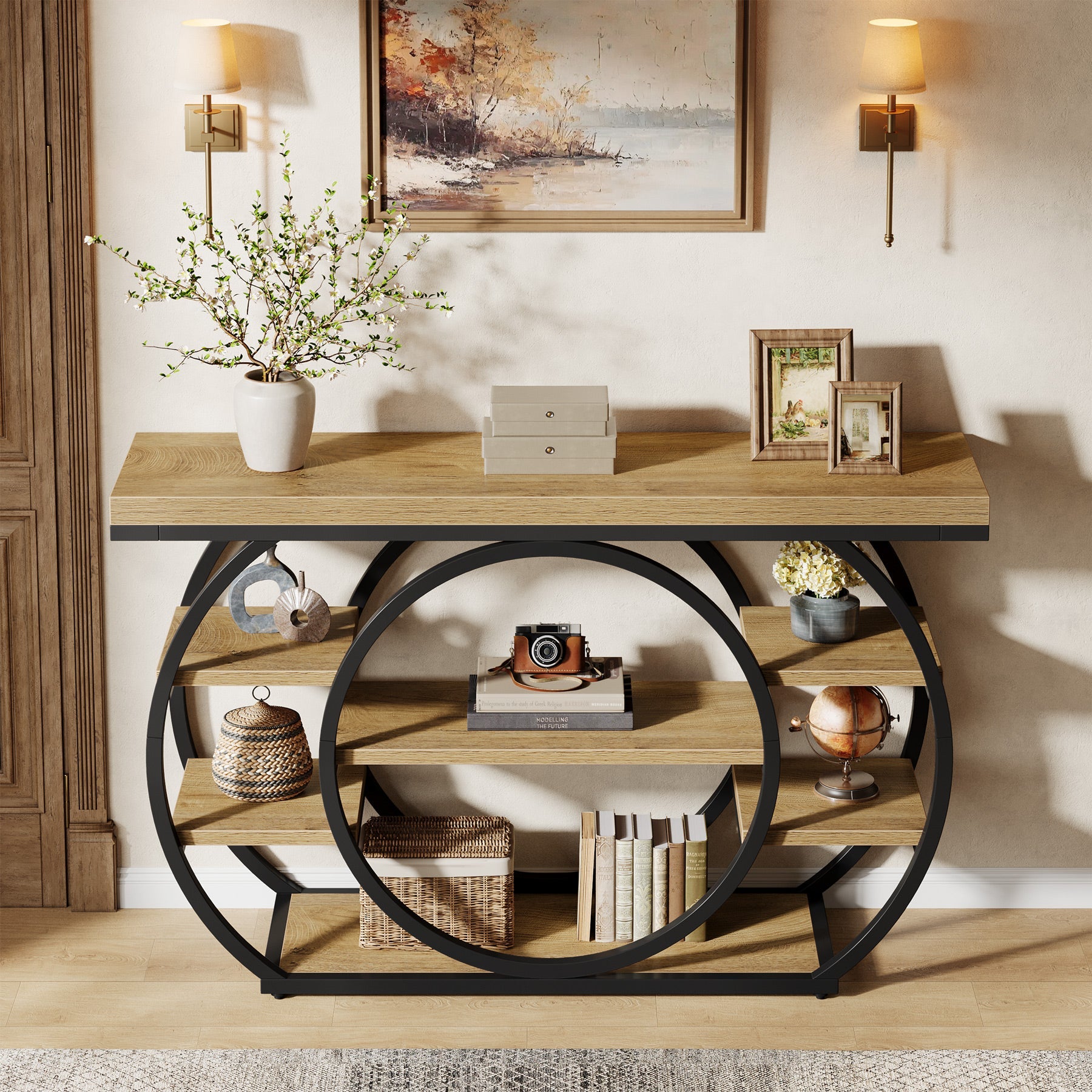 Tribesigns 47" Console Table, 5-Tier Industrial Entryway Table with Metal Frame