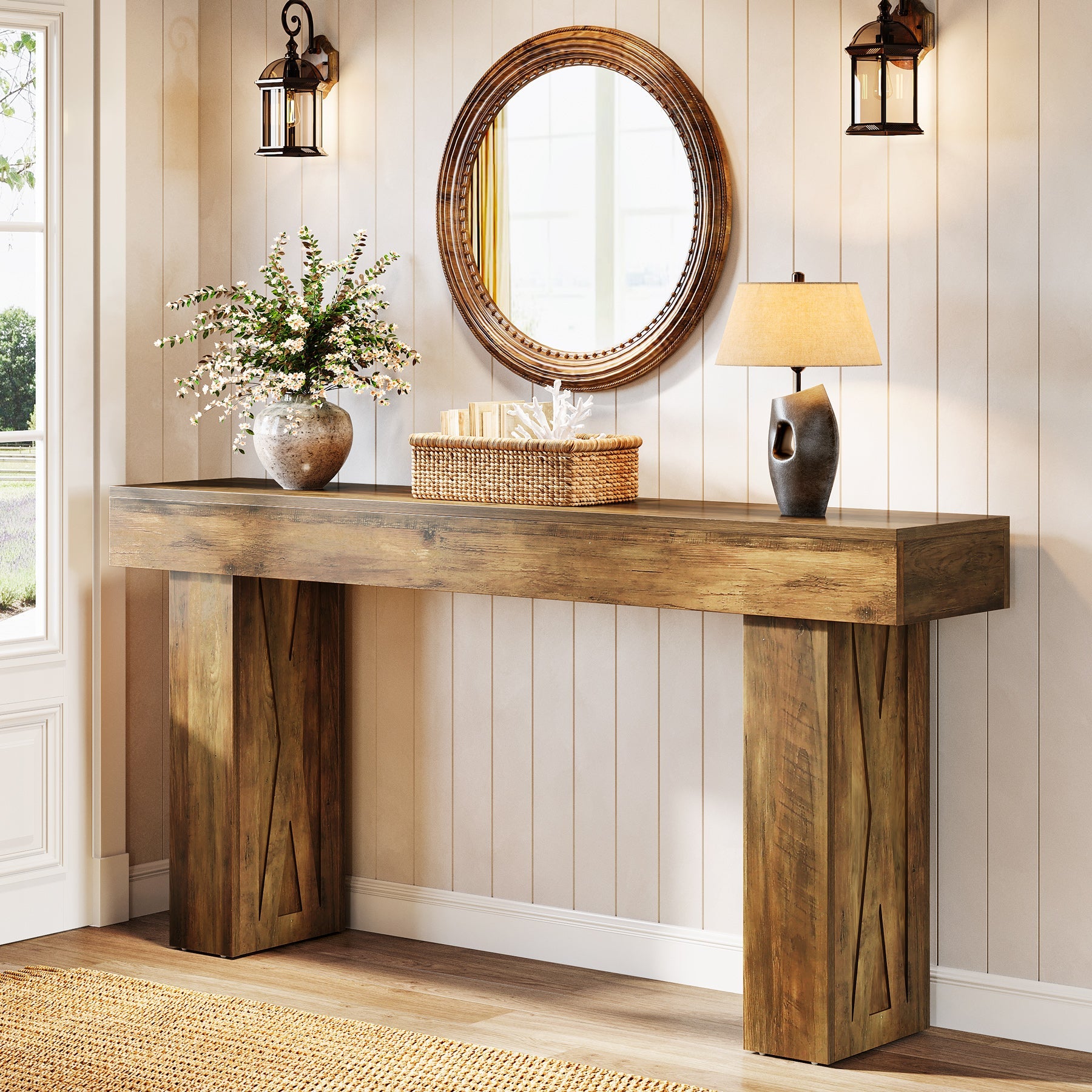 63" Narrow Console Table, Modern Sofa Table for Entryway Living Room