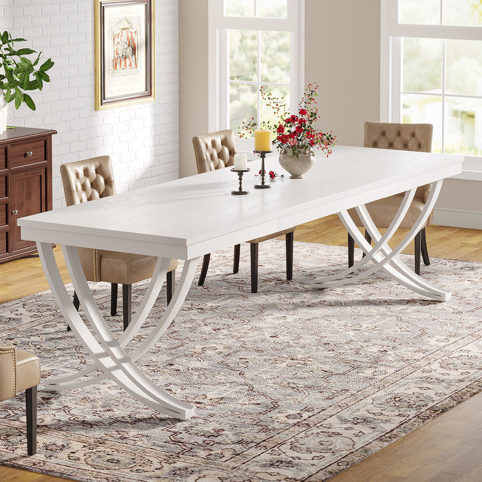 78" Rectangular Dining Table for 6-8, Large Wood Farmhouse Table with Metal Legs