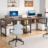 200cm Long Double Desk, With Integrated Bookshelf 3