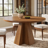 46.5" Round Dining Table for 4, Circle Kitchen Table with Pedestal Base 3