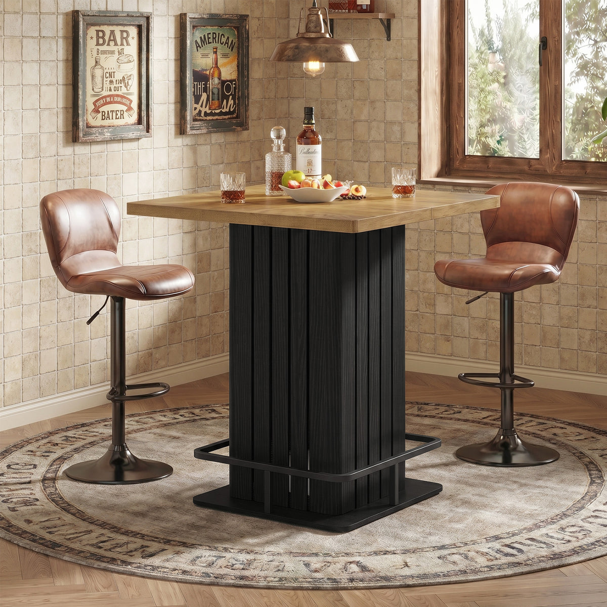 96cm Square Bar Table, Counter-Height Dining Table for Home Kitchen