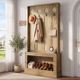 177cm Wall Room Divider, Rattan Partition with LED Light, Shelves & 4 Hooks for Living Room 3