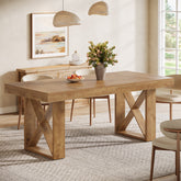 63" Dining Table for 4 People, Farmhouse Kitchen Table with Thick Top for Dining Room Living Room 3