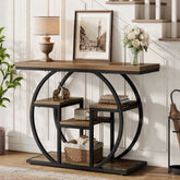 105cm Industrial Console Table, 4-Tier Sofa Table with Storage Shelves 3