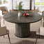 47" Round Dining Table, Wood Kitchen Table With Sturdy Fluted Metal Base