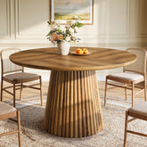 47.24" Round Dining Table, Kitchen Table with Fluted Design for 4-6 3