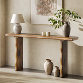 63" Solid Wood Console Table, Farmhouse Narrow Sofa & Entryway Table for Behind Couch or Hallway 3