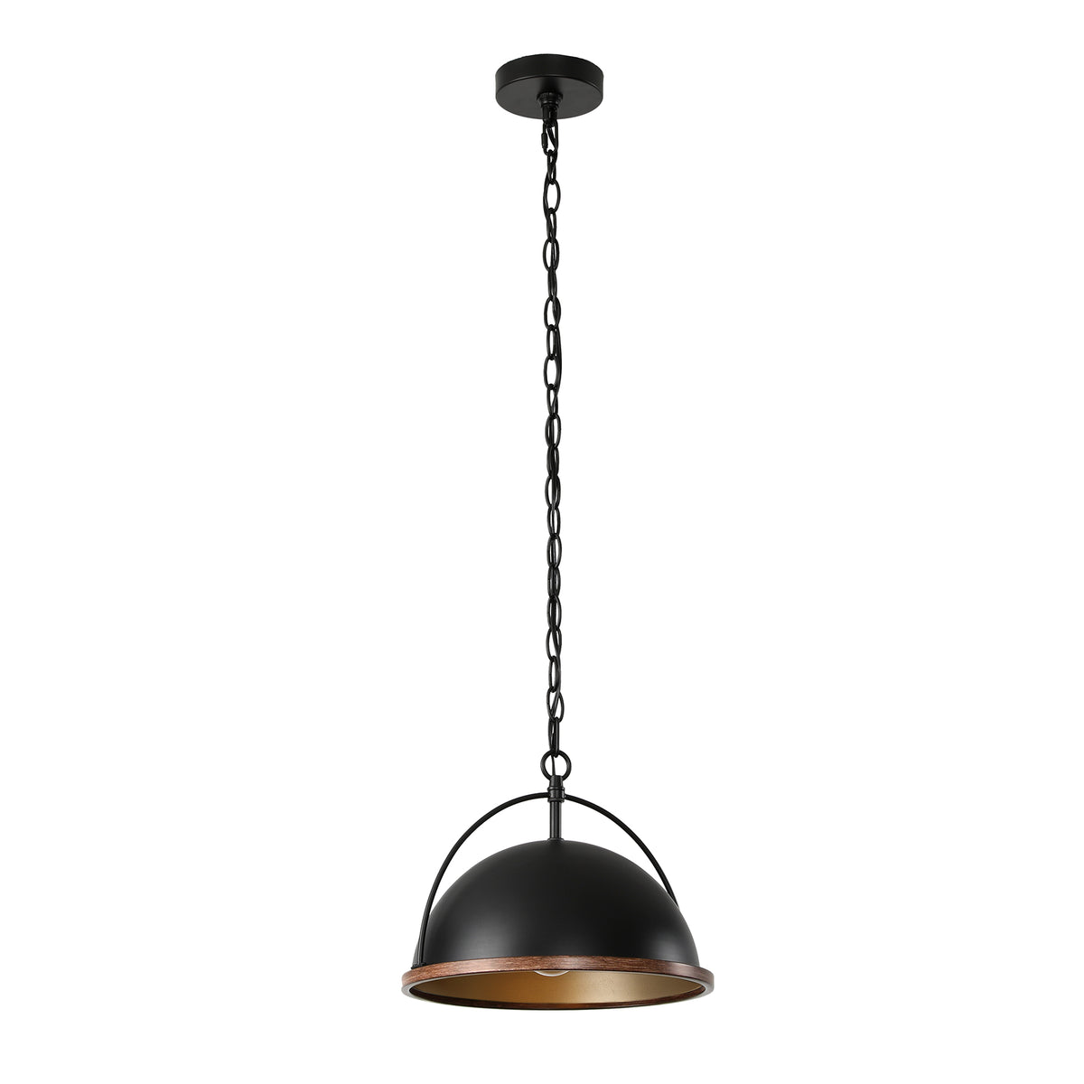 13" Industrial Pendant Light, Black Metal Hanging Light