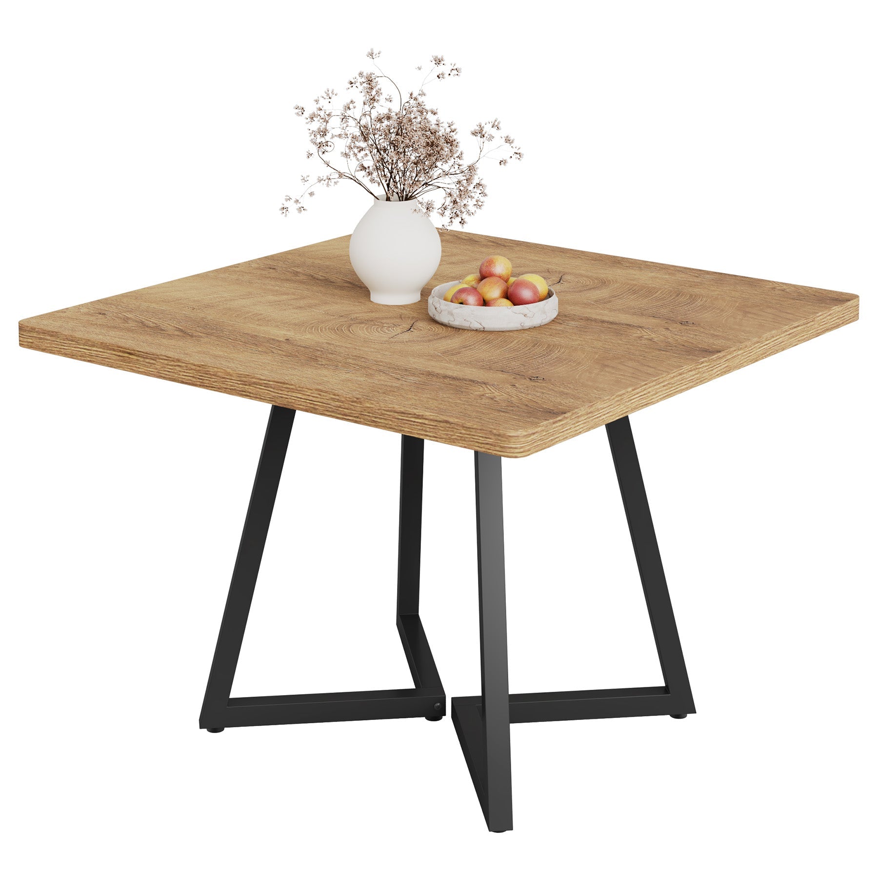 31.5" Square Dining Table, Wood Kitchen Table with Metal Legs for 4