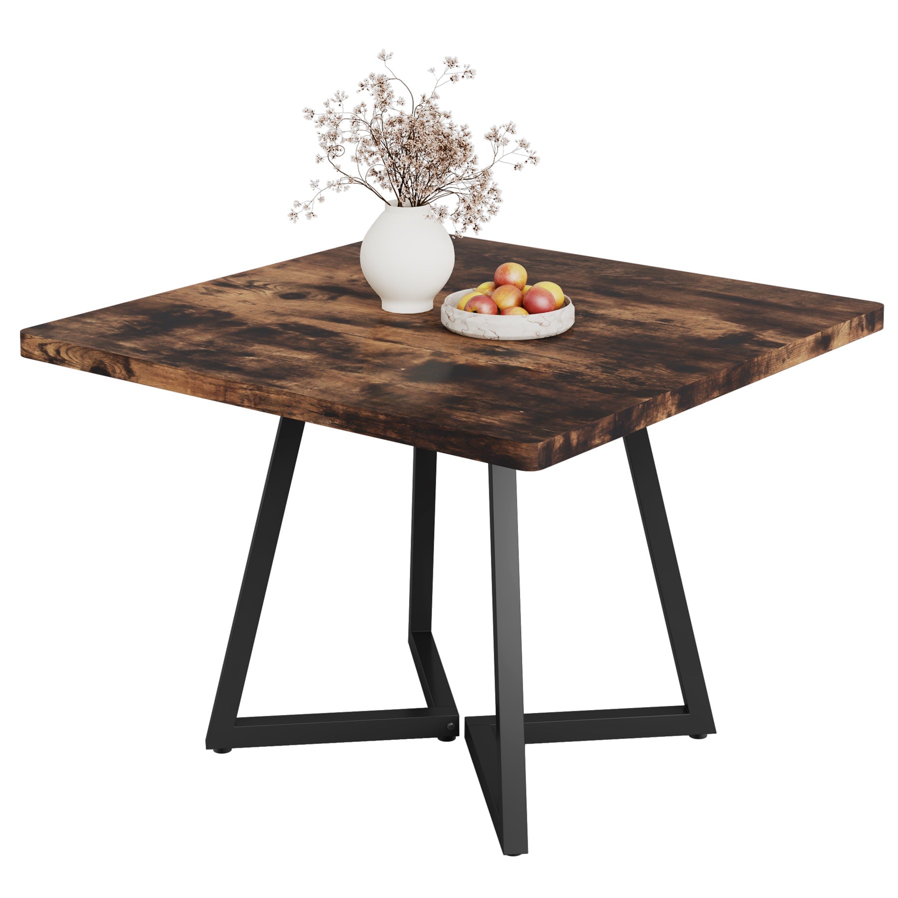 31.5" Square Dining Table, Wood Kitchen Table with Metal Legs for 4