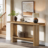 55" Narrow Console Table with Storage Shelf, Rustic Entryway Sofa Table 3