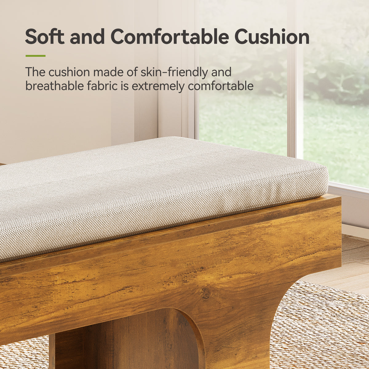 Tribesigns Upholstered Bench with Cushion, 140cm, for the Hallway and Bedroom
