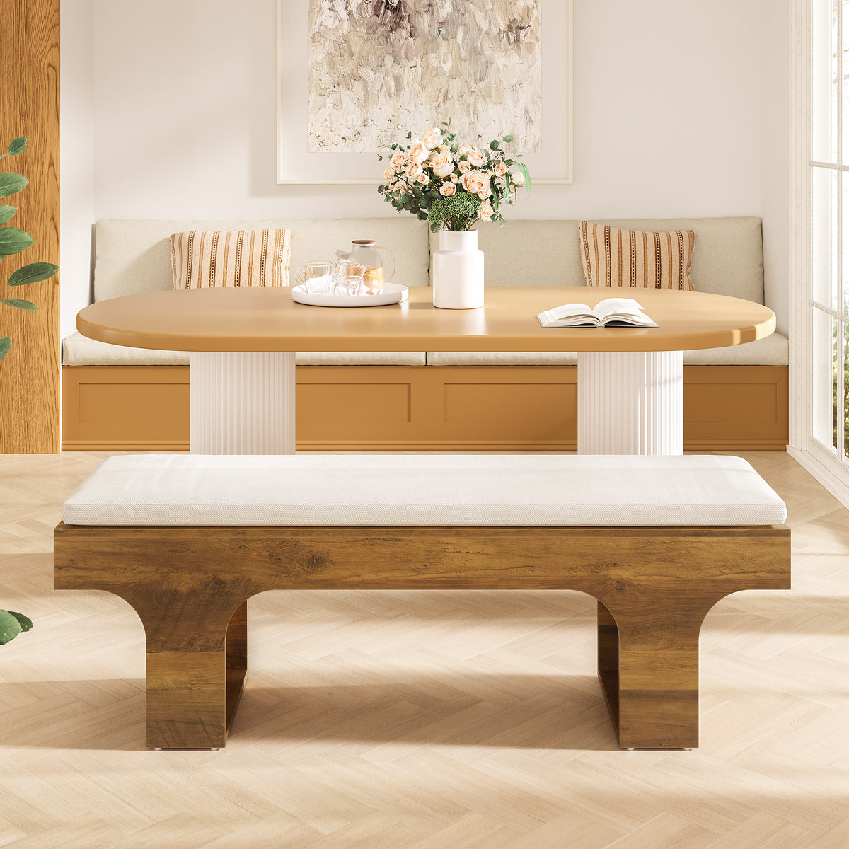 Tribesigns Upholstered Bench with Cushion, 140cm, for the Hallway and Bedroom