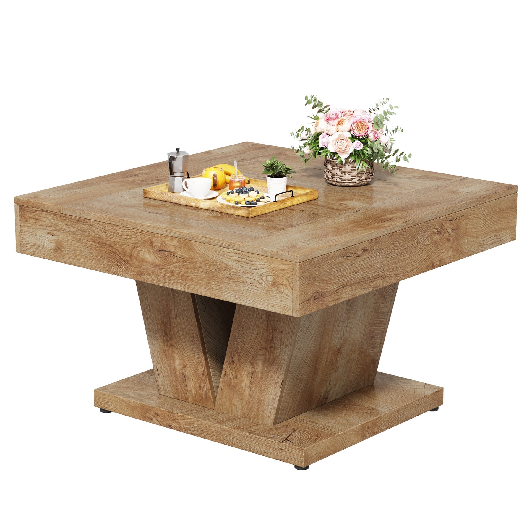 31.5" Wood Coffee Table,  Modern Center Table Cocktail Tea Table