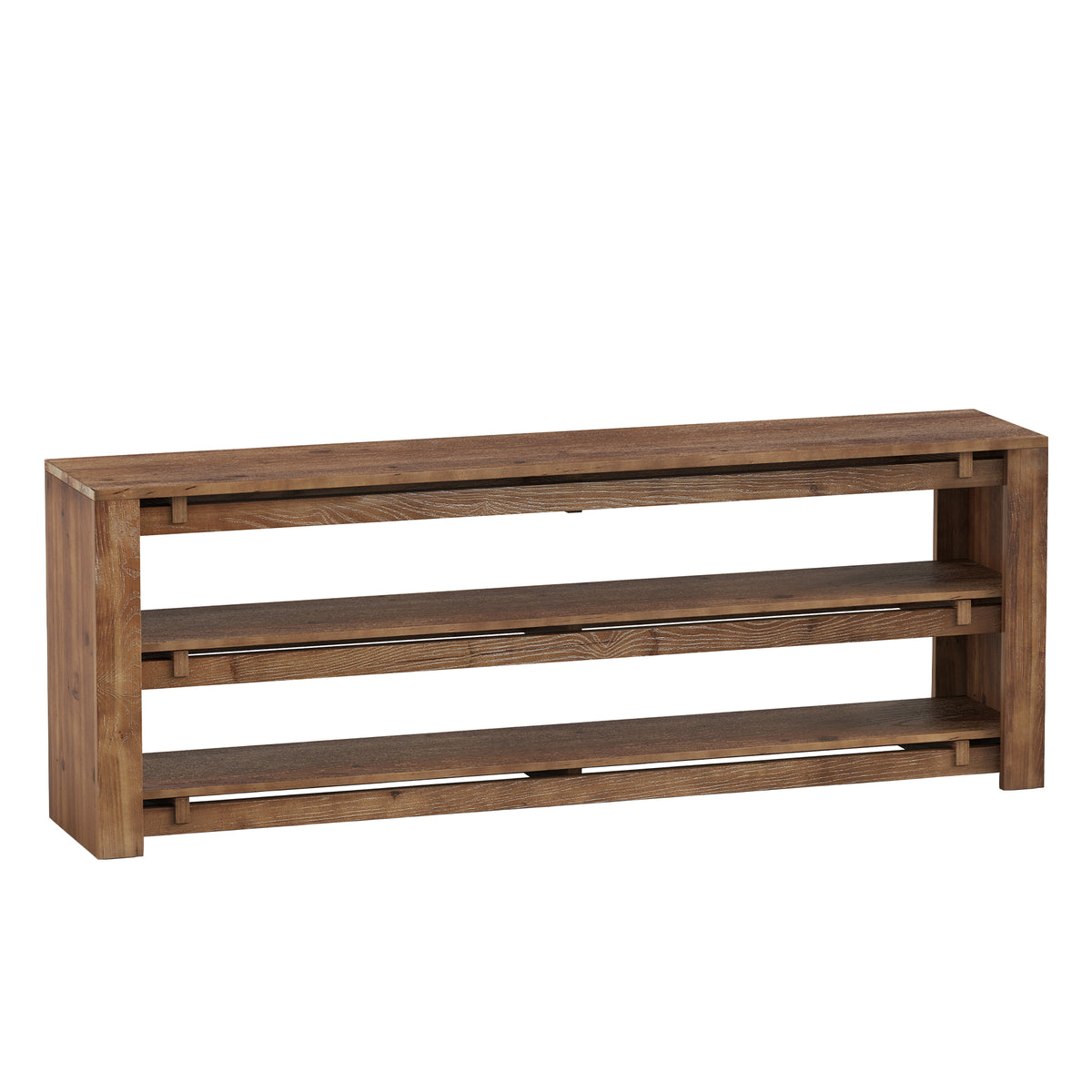 160cm TV Stand, Solid Wood 3-Tier Console with Storage for TVs up to 75"