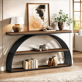 63" Console Table with 3-Tier Storage Shelves, Arched Frame Sofa Table for Living Room 3
