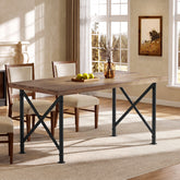 160cm Dining Table, Solid Wood 4-6 Seater with X-Frame Metal Legs 3