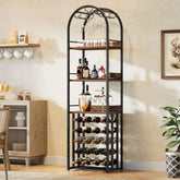 72.04" Tall Wine Rack with Glass Holder, Industrial Metal Wine Storage Stand with Tabletop 3