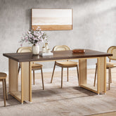 63" Dining Table, Wood Kitchen Table with Metal Frame for 4 People 3