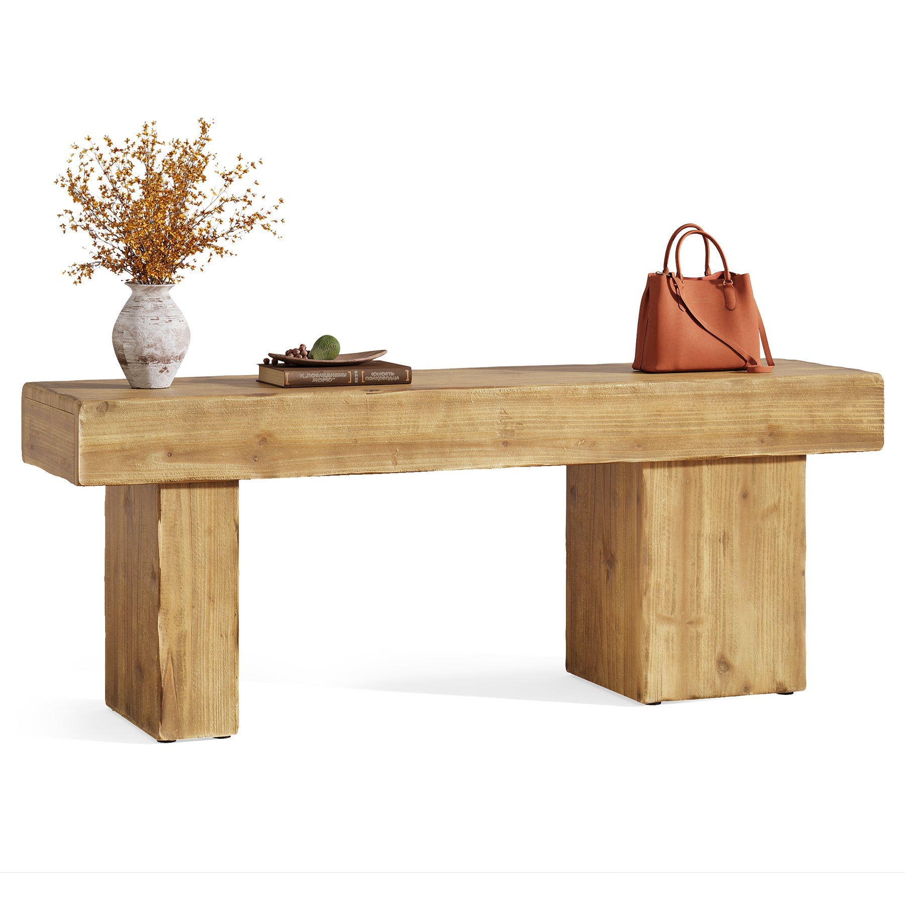 47” Solid Wood Entryway Bench, Thick Seat Bench for Hallway