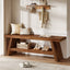47" 2-Tier Entryway Bench, Solid Wood Shoe Bench with Open Shelves