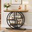 41" Industrial Console Table, Narrow 6-Tier Sofa Entryway Table with Circle Base