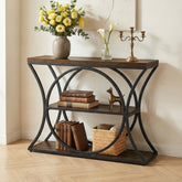 105cm Console Table, 3-Tier Industrial Narrow Entryway Table with Arched Metal Frame 3