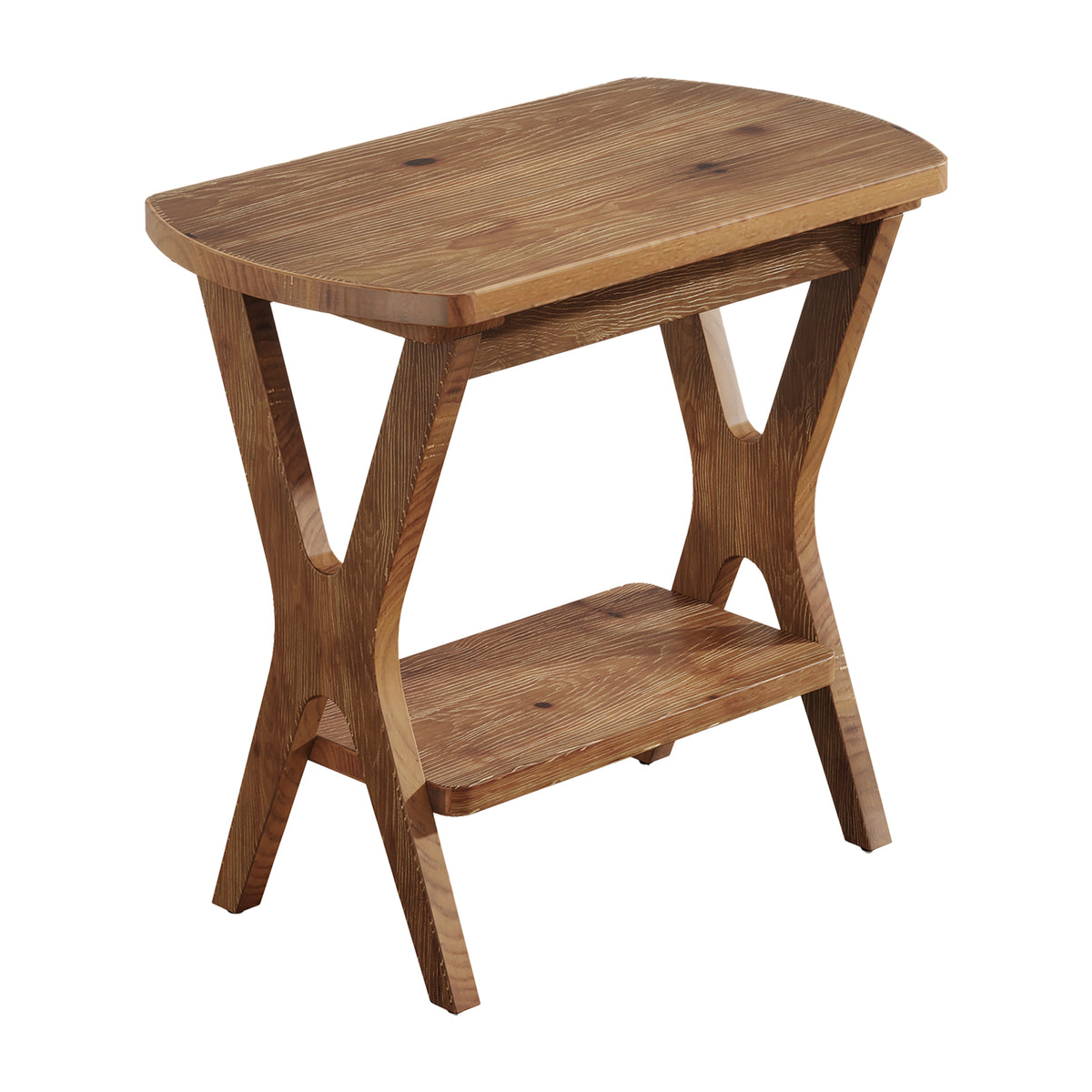 50cm Side Table, Solid Wood 2-Tier End Table Nightstand with Storage for Living Room