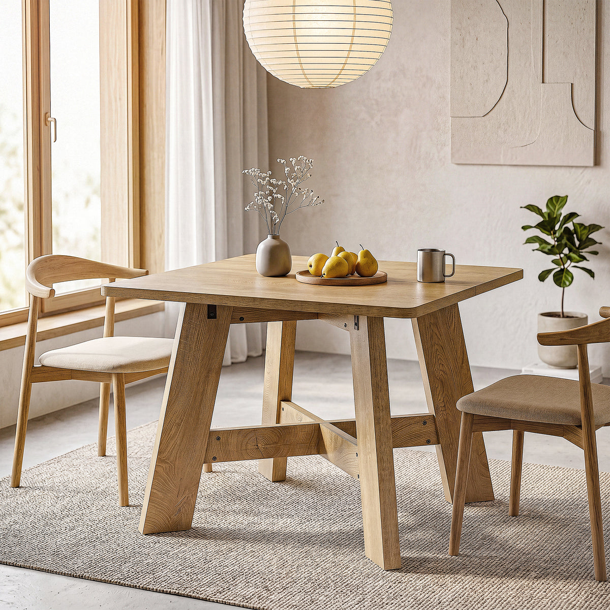 100cm Square Dining Table, Rustic Kitchen Table for 4