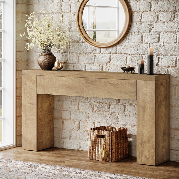 Tribesigns 160cm console table, slim hallway table with 2 drawers
