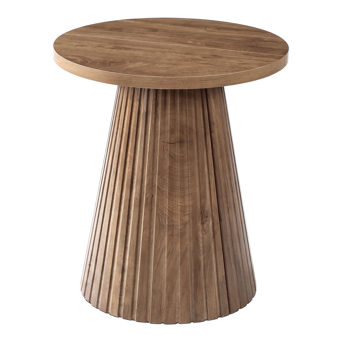 89cm Round Bistro Table, Farmhouse Pub Table with Fluted Wine Barrel Base