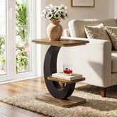 2-Tier End Table, Narrow Side Table with Metal Arc-Shaped Frame 3