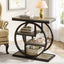 23.6" Industrial 4-Tier End Table - Narrow Wood & Metal Side Table with Storage Shelves, Rustic Brown