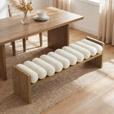 150cm Dining Bench, Upholstered Fabric Kitchen Bench with Removable Cushion 3