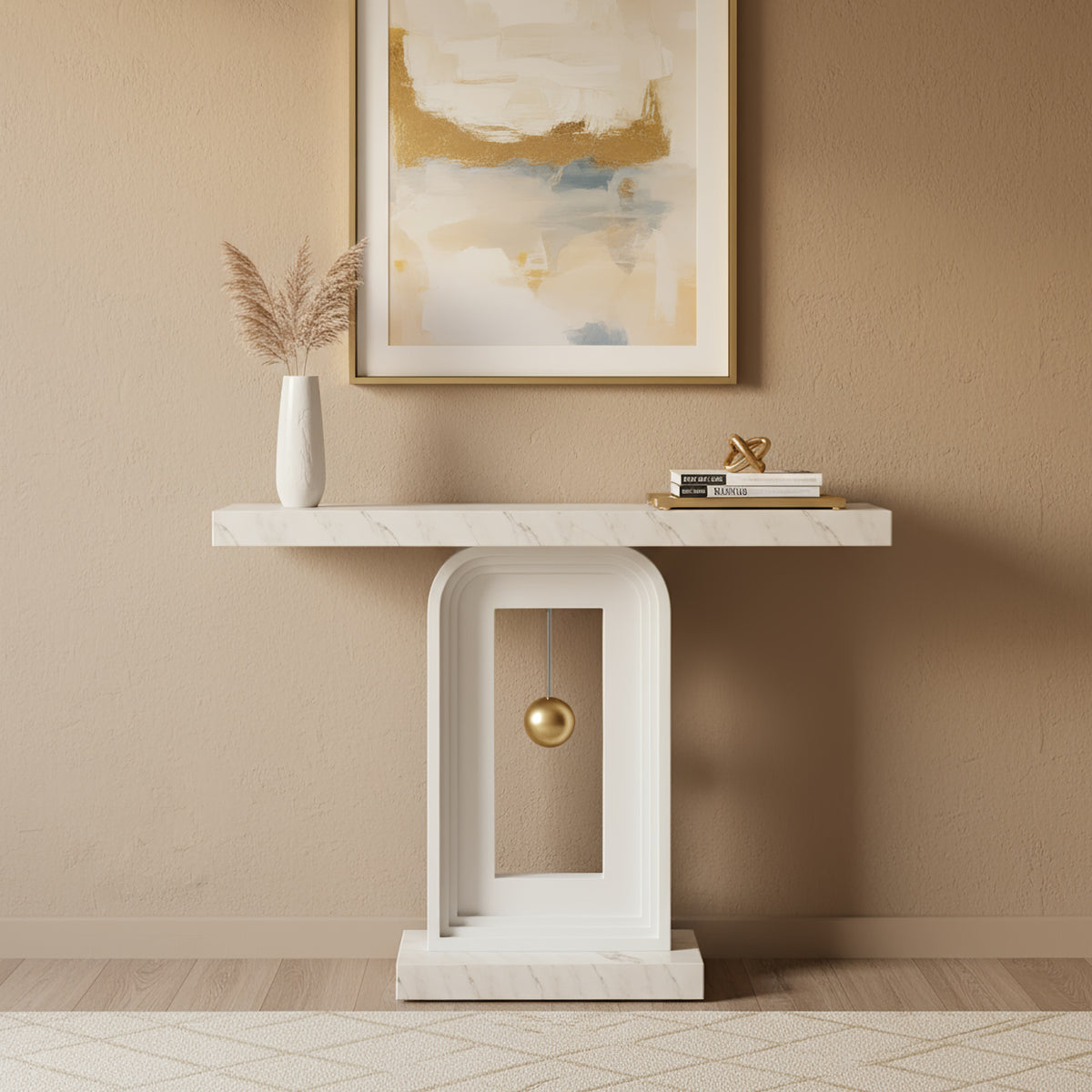 100cm Console Table, Modern Sofa Entryway Table with Gold Decor