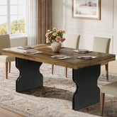 160cm Dining Table, Country Kitchen Table with Hourglass Legs for 4-6 3