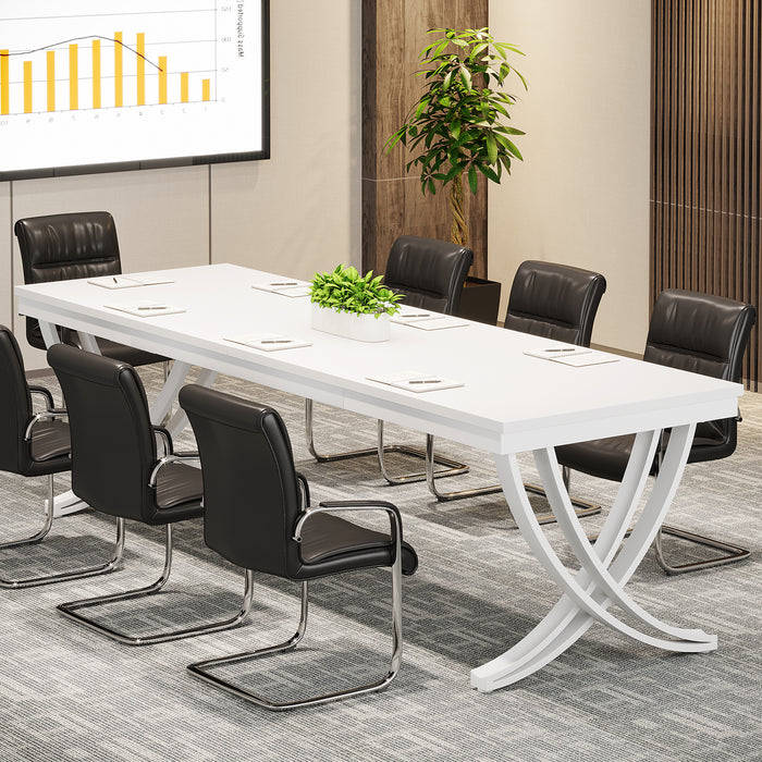 78" Conference Table for 6-8 People, Rectangular Table with Metal Frame